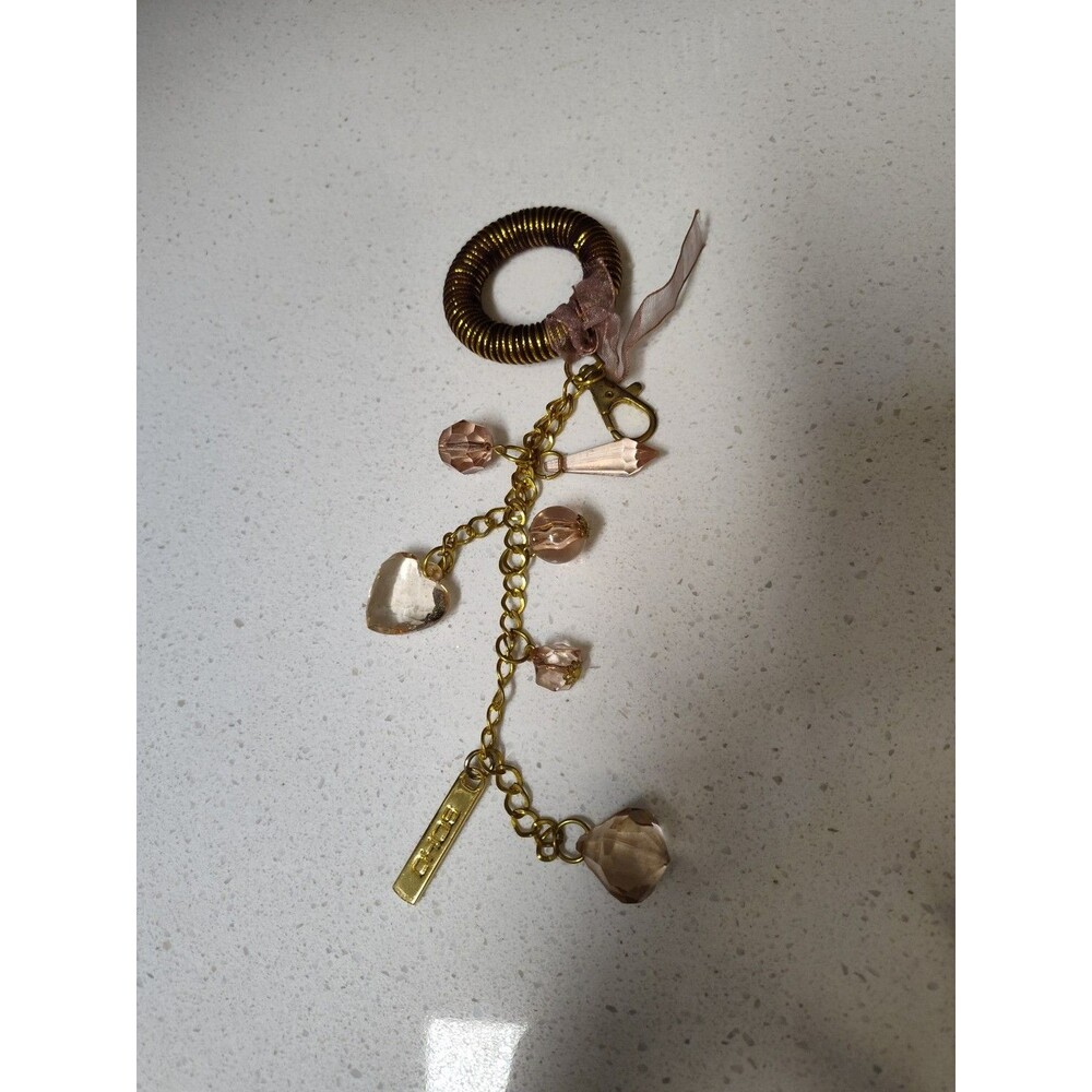 SOHO Pink Faceted Charms Gold Chain Key Finder Bag Charms Girls/Womens